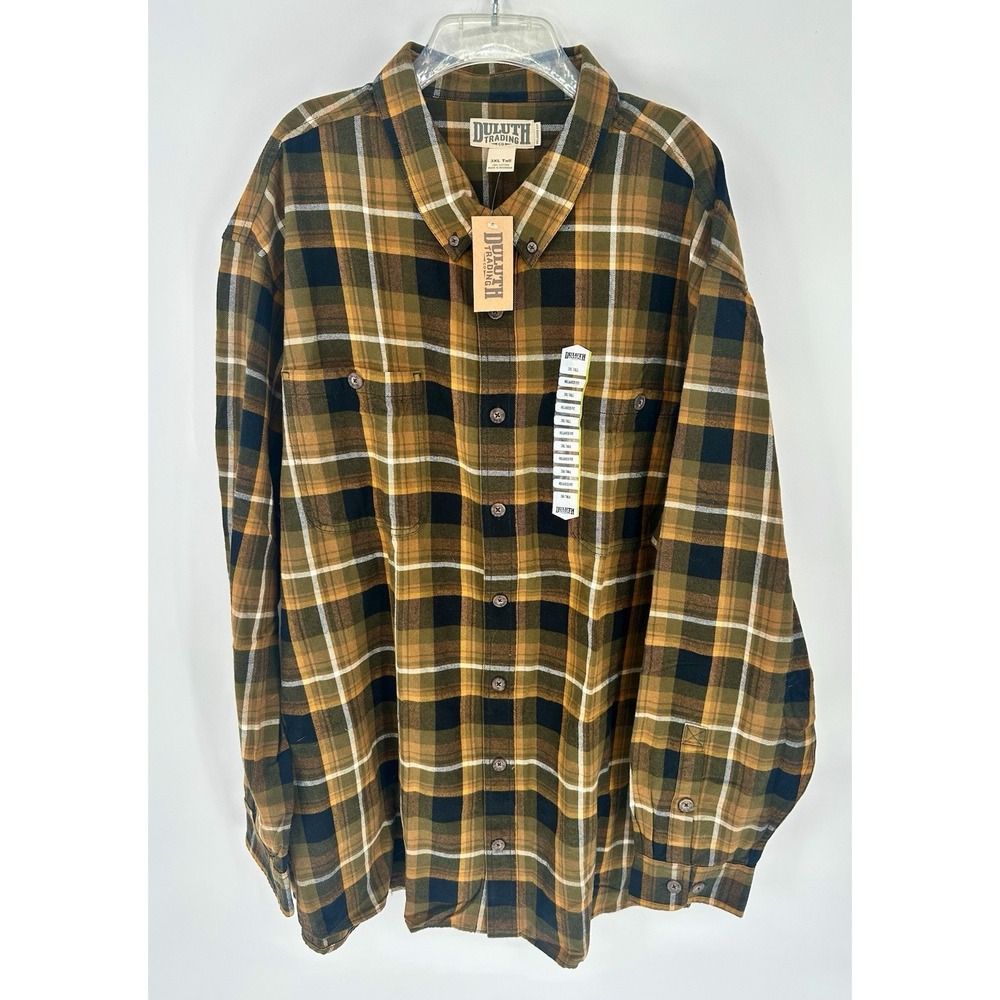 Duluth Trading Untucked Shirt 3XL Tall Plaid Button Down Long Sleeve Relaxed Fit